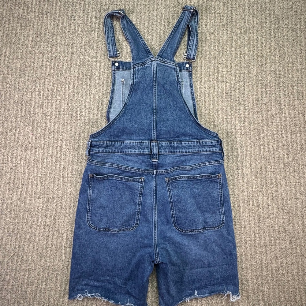 Madewell Adirondack Denim Short Overalls Women's Size 10 Raw Hem Shortalls - Picture 2 of 7
